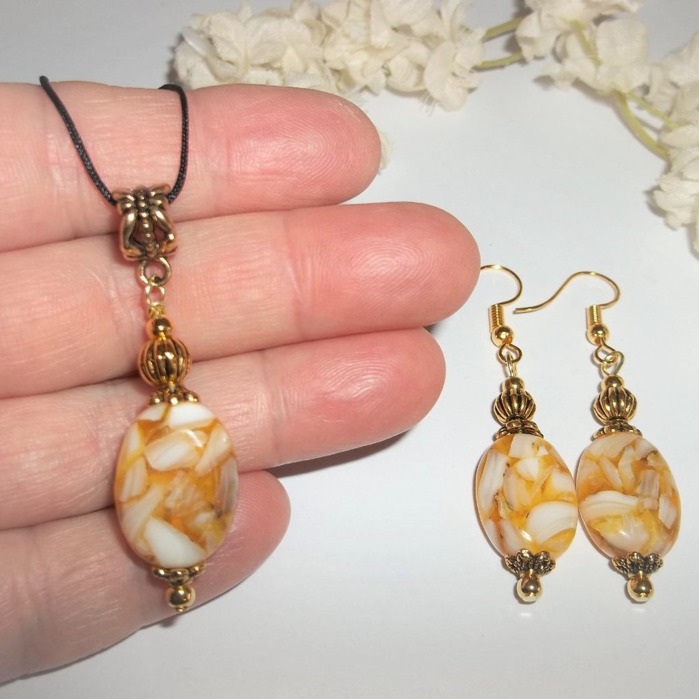 Matching Jewelry Set Necklace Earrings Gift for Her Handmade Unique Gift 6190 - Picture 6 of 9